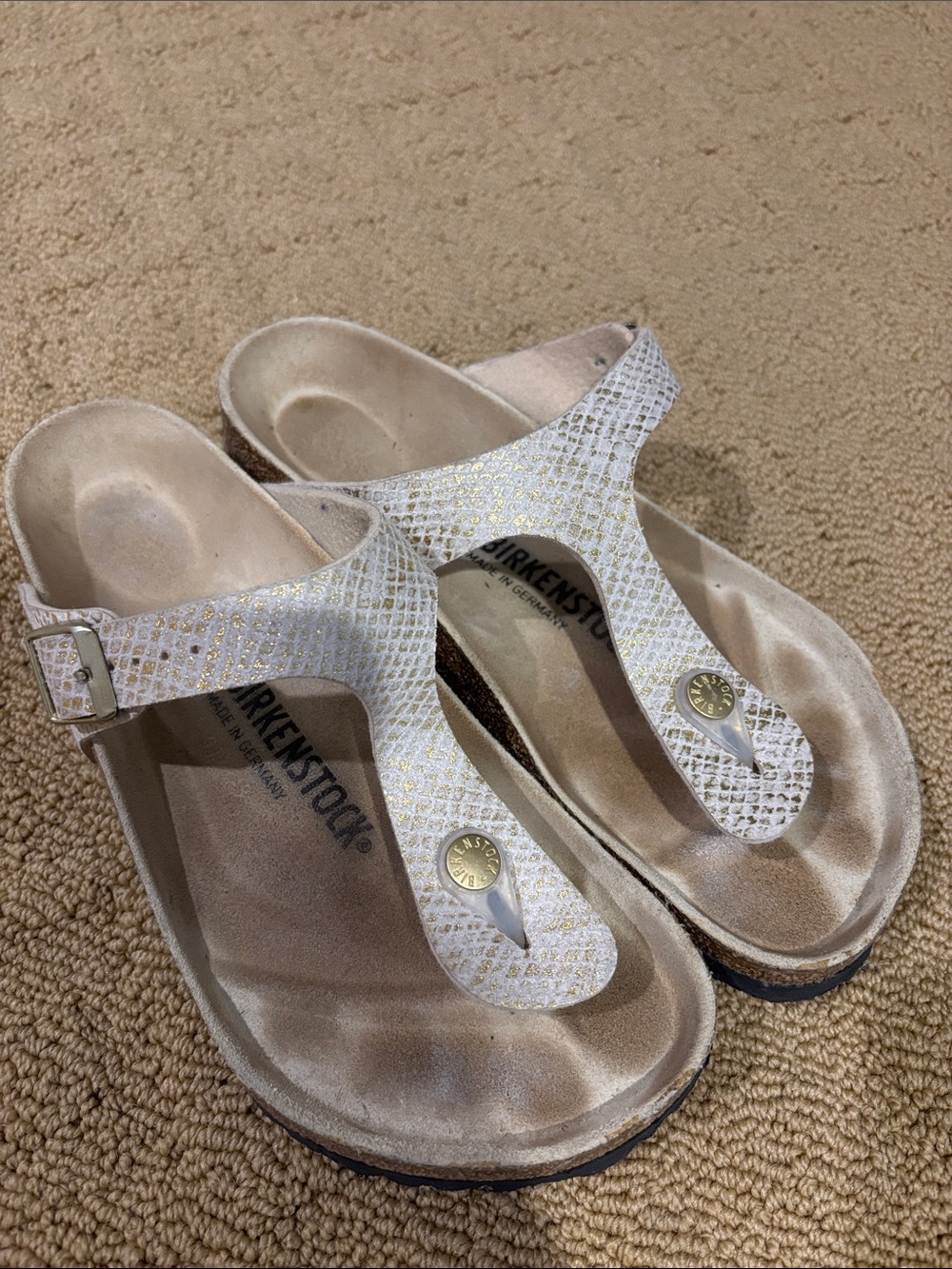 Birkenstock White Metallic Size 38